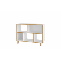 Manhattan Comfort 129AMC160 Minetta 5-Shelf Mid Century Low Bookcase in White 
